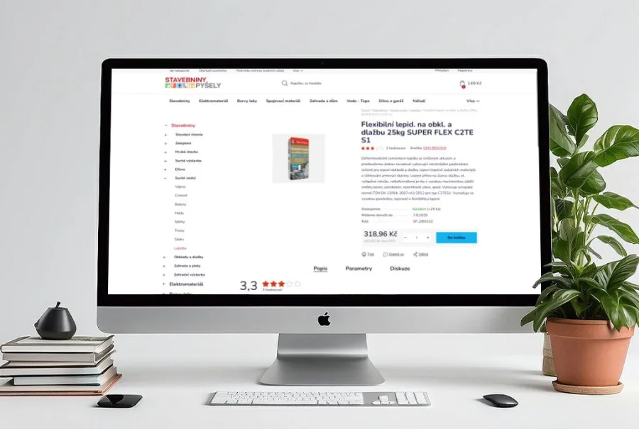 E-shop Stavebniny Pyšely na monitoru